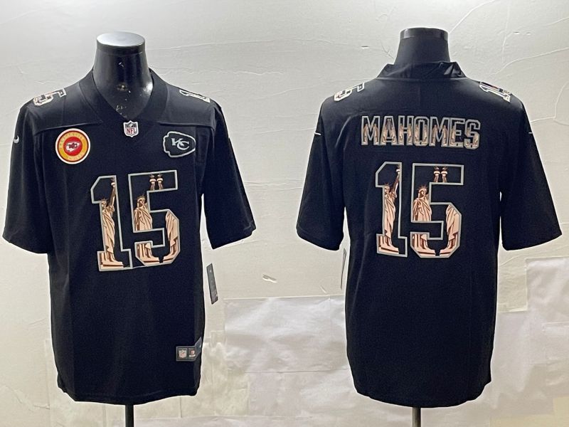 Men Kansas City Chiefs 15 Mahomes Black 2025 Nike Vapor Limited NFL Jersey style 21